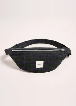 Banane en matière upcyclée | tartan vert & violet