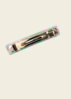 Barrette à cheveux en acétate | vert et rose "barrette 9cm - sunny"