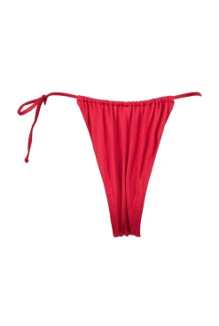 Bas de maillot tanga en polyamide recyclé | rouge " pauline - cherry"