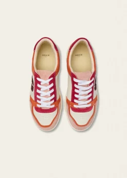 Baskets basse en cuir certifié lwg | multicolor "nora - nude orange blanc"