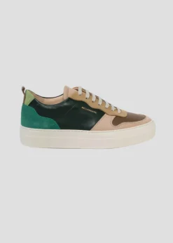 Baskets basses en cuir certifié | multicolore "playground patchwork green"