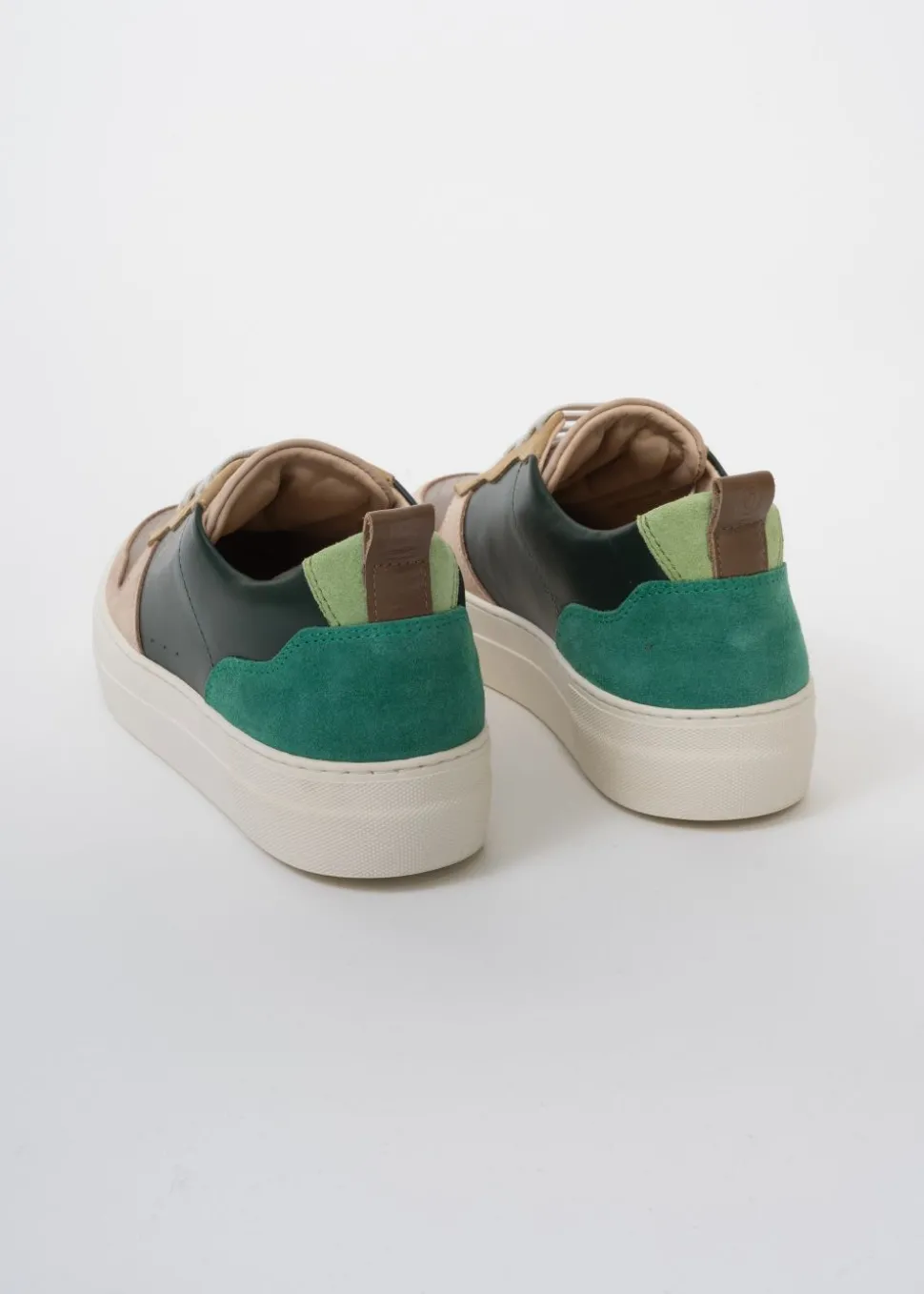 Baskets basses en cuir certifié | multicolore "playground patchwork green"