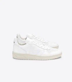 Baskets basses en cuir certifié | blanc "v-10 leather extra white"