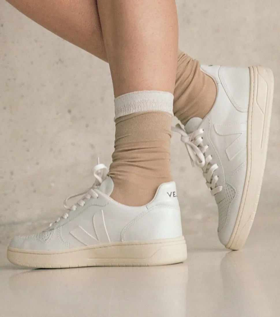 Baskets basses en cuir certifié | blanc "v-10 leather extra white"