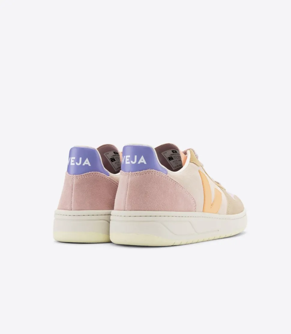 Baskets basses en cuir et suède certifiés | multicolore "v-10 suede multico peach"