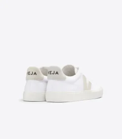 Baskets en coton bio et suède vegan | blanc et beige "campo canvas white pierre"