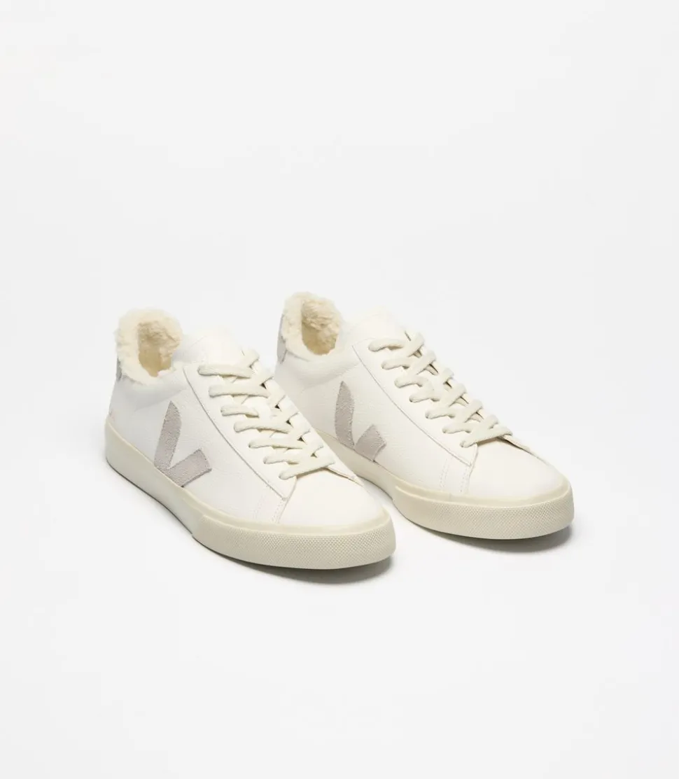 Baskets en cuir | beige et gris "campo winter - extra-white_light-grey"