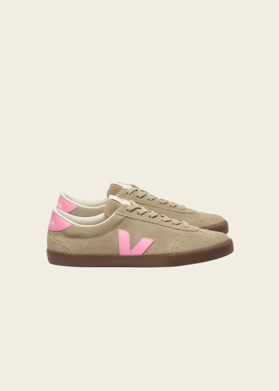 Baskets en cuir | beige "volley - taupe_malibu_bark"
