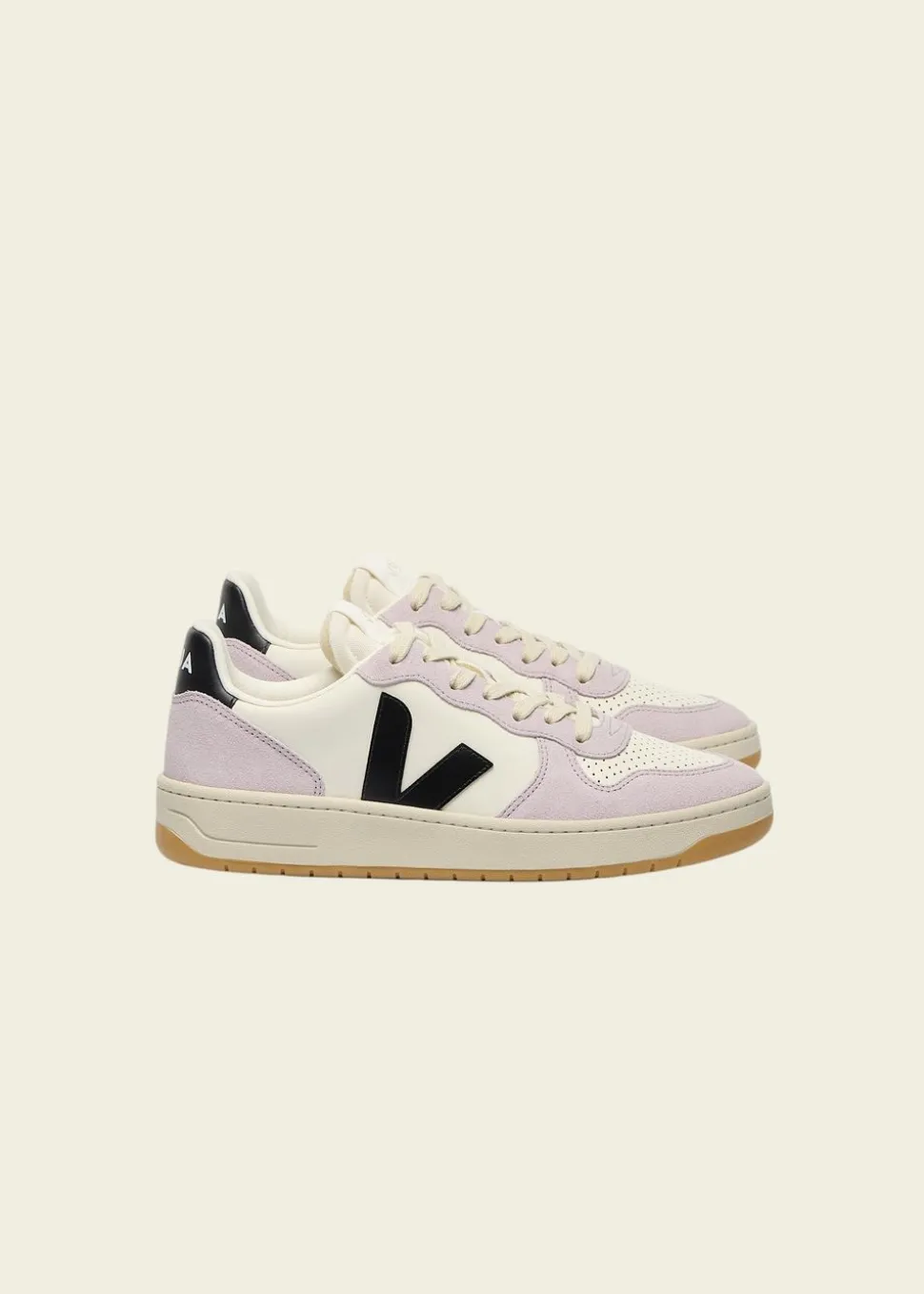 Baskets en cuir | bicolore "v-10 prime - pure_black_parme"