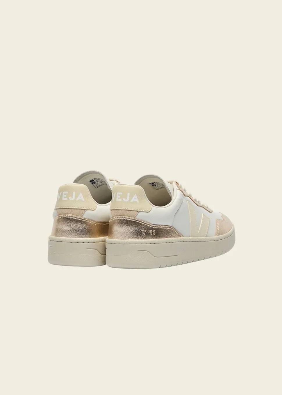 Baskets en cuir | blanc doré "v-90 - white calcaire platine"