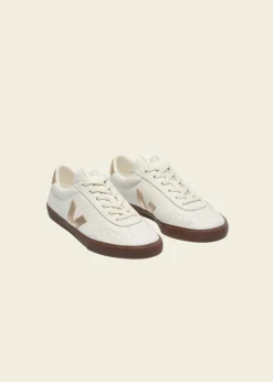 Baskets en cuir | blanc "volley - white_platine_bark"