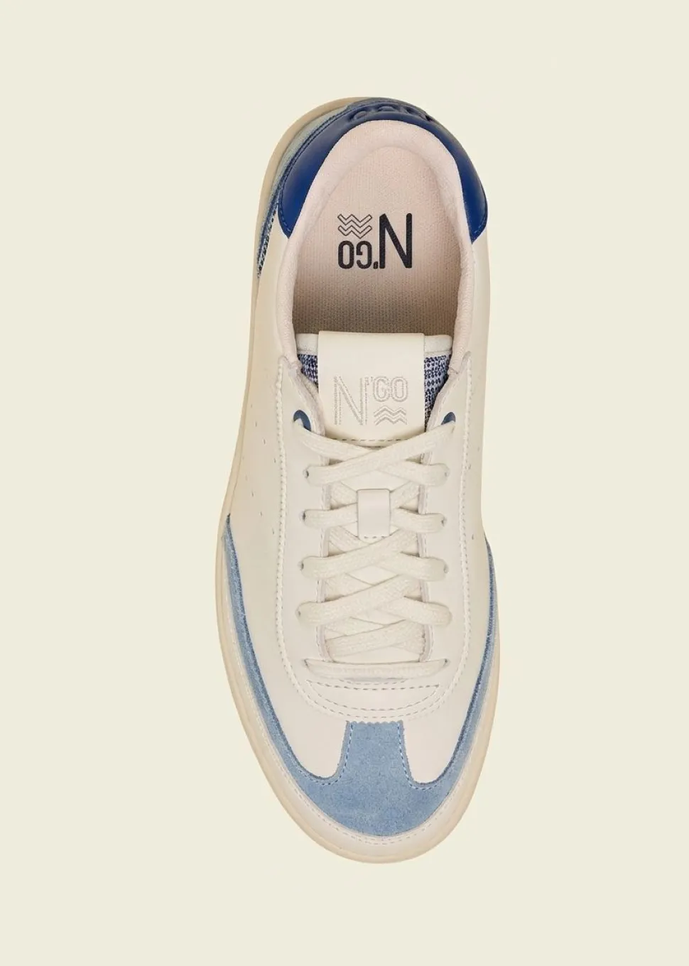 Baskets en cuir certifié | blanc bleu "ha long daybreak blue"