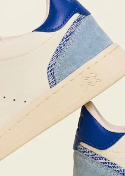 Baskets en cuir certifié | blanc bleu