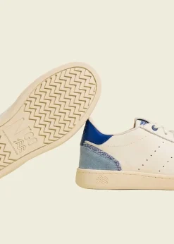 Baskets en cuir certifié | blanc bleu