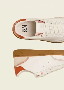 Baskets en cuir certifié | blanc-orange