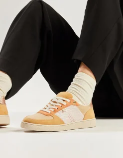 Baskets en cuir certifié | marie - beige creme pêche
