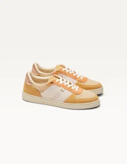Baskets en cuir certifié | marie - beige creme pêche
