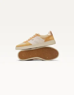 Baskets en cuir certifié | marie - beige creme pêche