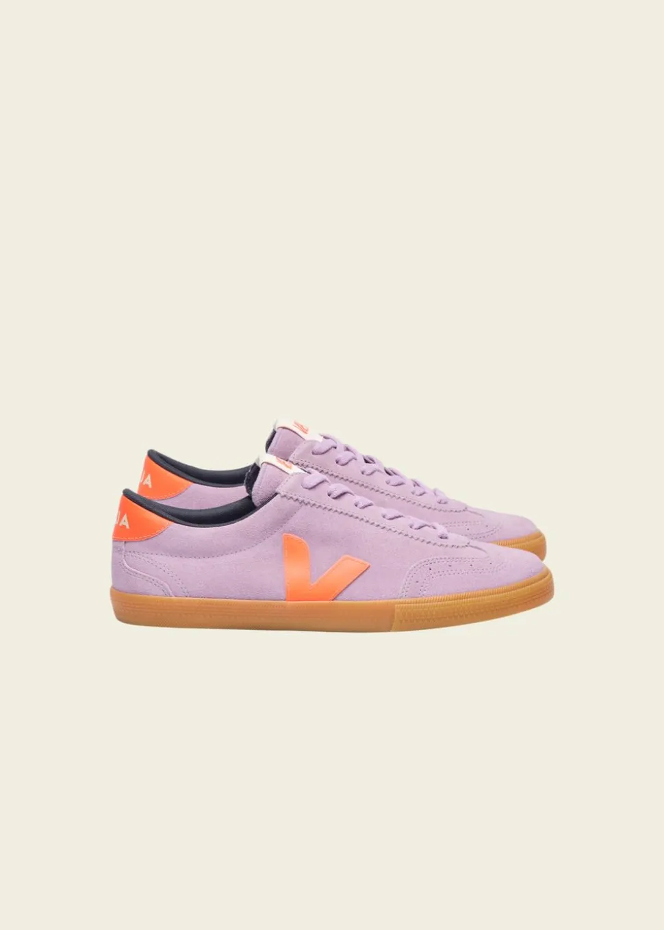 Baskets en cuir | orange et violet "volley - orchid_fury_natural"