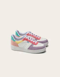 Baskets en cuir recyclé | blanc "baskets basses maxence f - lilas blanc rose"