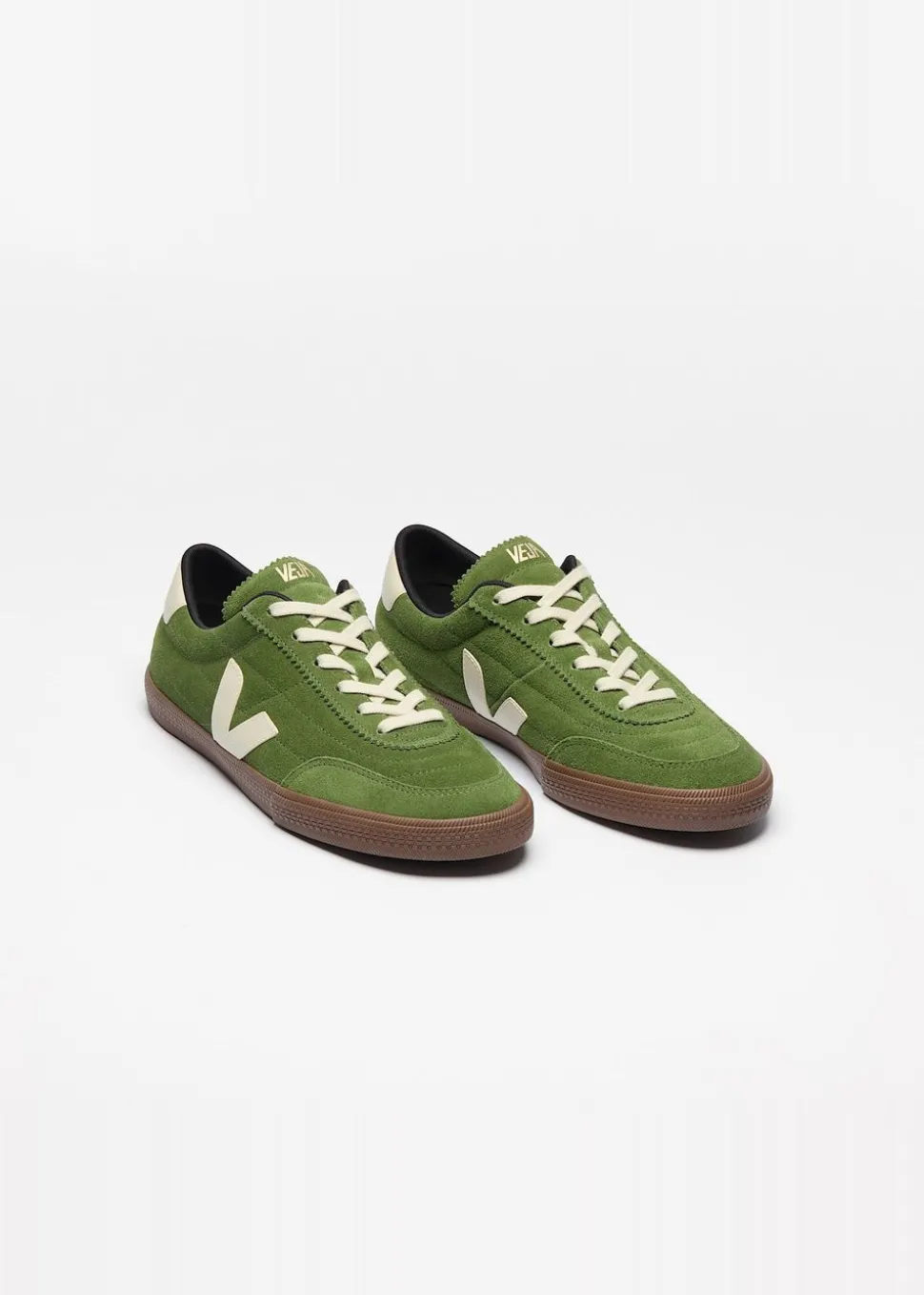 Baskets en cuir suède | vert "panenka - militar_pierre_bark"
