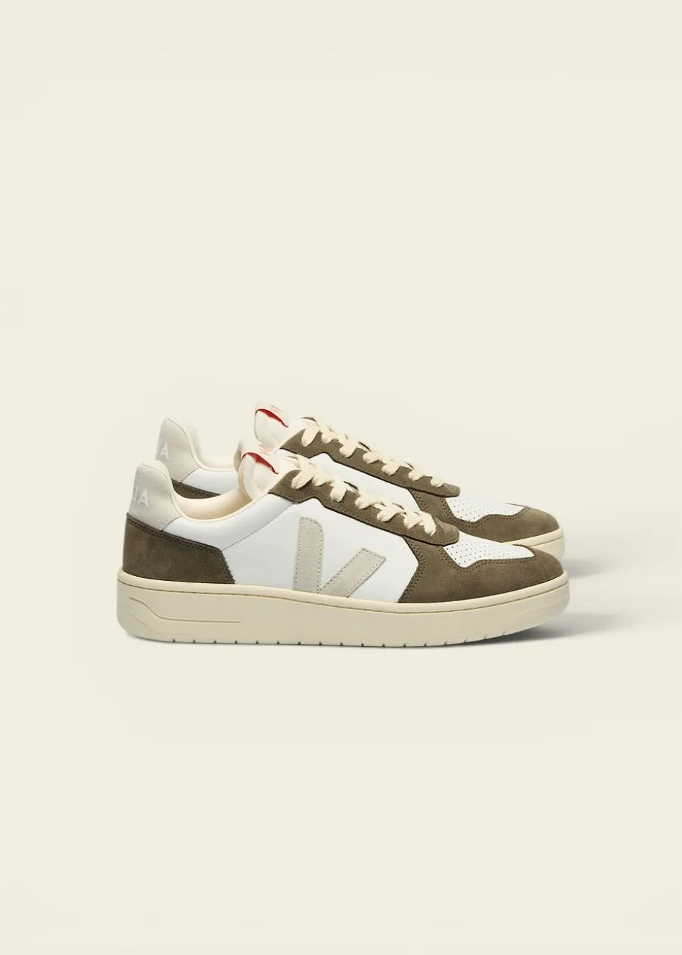 Baskets en cuir | v-82 - white_natural_kaki
