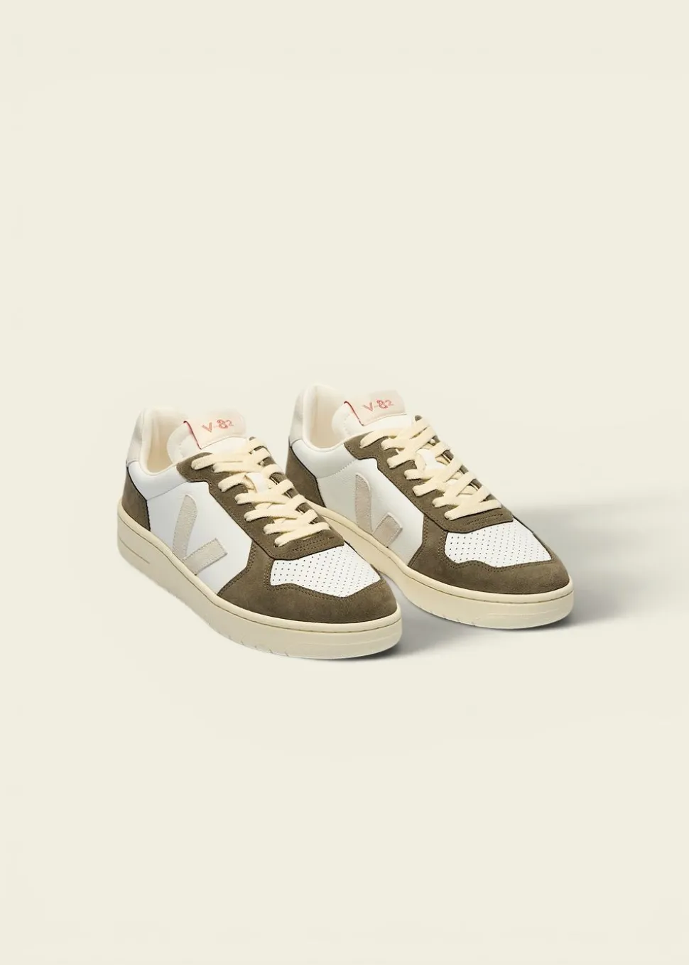 Baskets en cuir | v-82 - white_natural_kaki