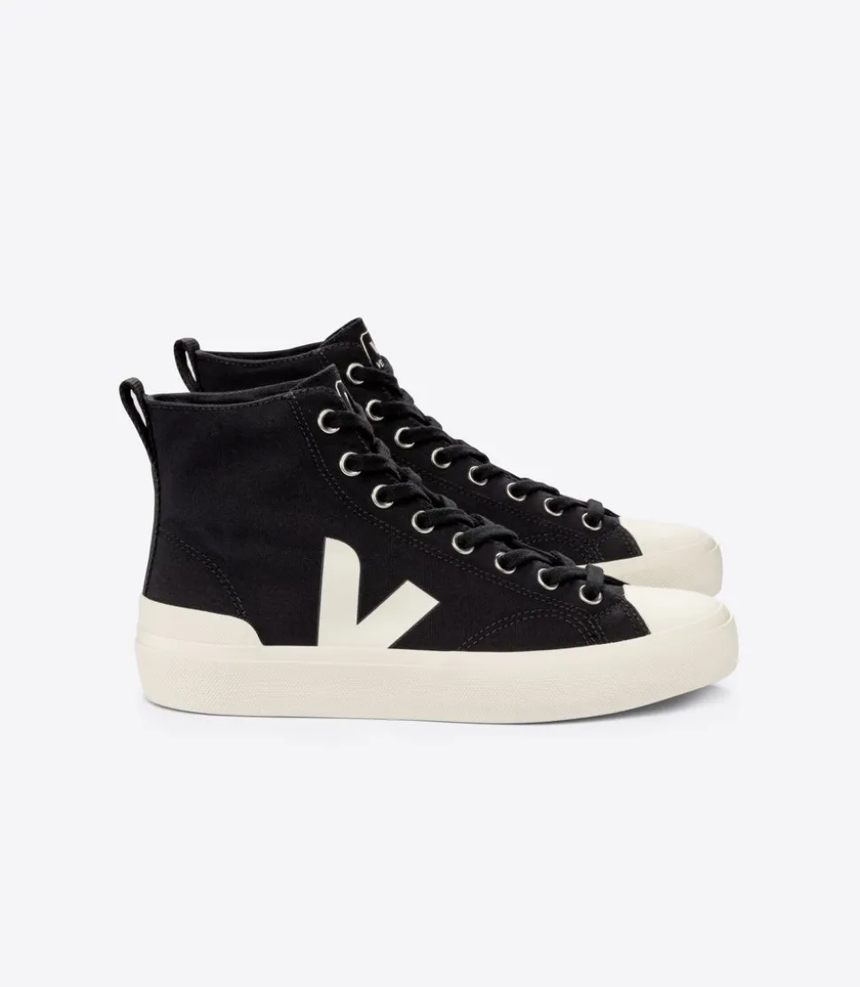 Baskets montantes en coton bio | noir "wata ii canvas black pierre"