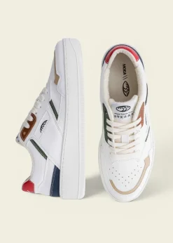 Baskets vegan | blanc détails multicolores