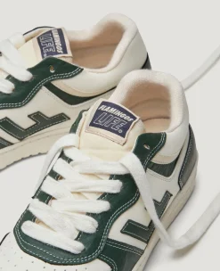 Baskets vegan en matière recyclée | blanc et vert "retro 86s forest pearl"