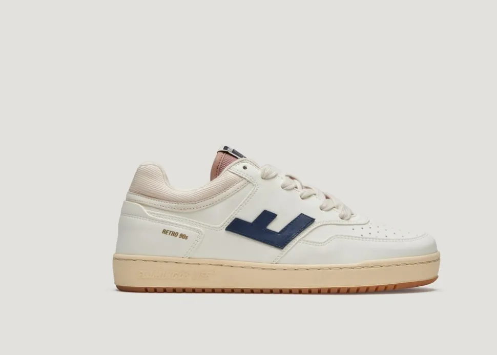Baskets vegan en recyclé | marine et caramel "retro 90s pearl navy caramel"