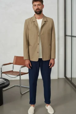 Blazer boutonné en coton bio | beige 