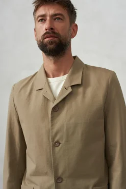 Blazer boutonné en coton bio | beige 