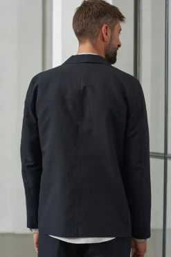 Blazer en coton bio et lin | noir "enver black linen"