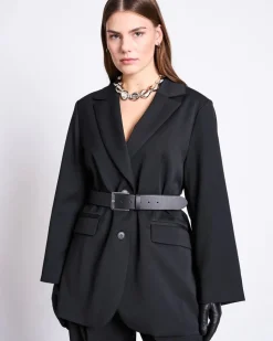 Blazer noir en recyclé et tencel - durance black