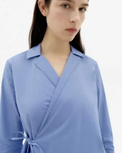 Blouse en coton bio | bleu 