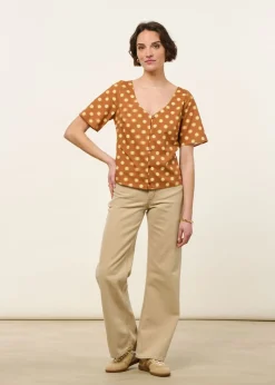 Blouse en coton bio et lyocell | marron "puntets brown leia blouse"