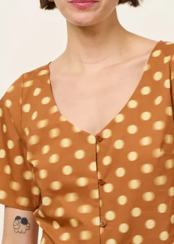 Blouse en coton bio et lyocell | marron 