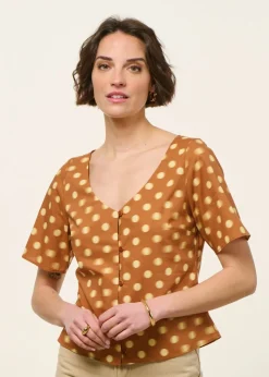 Blouse en coton bio et lyocell | marron 