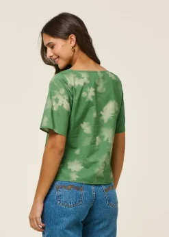 Blouse en coton bio et lyocell | vert 