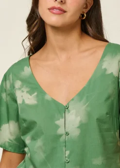 Blouse en coton bio et lyocell | vert 