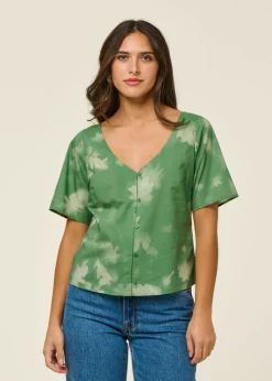 Blouse en coton bio et lyocell | vert 
