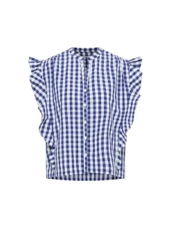 Blouse en coton bio | vichy bleu