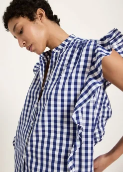 Blouse en coton bio | vichy bleu