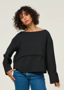 Blouse en laine froide certifiée | black "marion blouse - black"