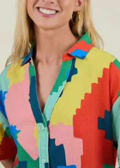 Blouse en seersucker coton bio et lyocell | multicolore 
