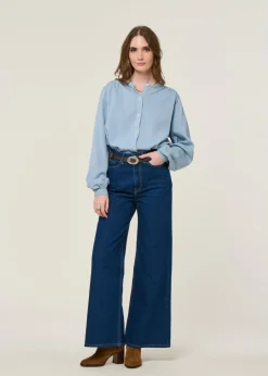 Blouse en tencel | bleu clair "evi tencel blouse - cloud blue"
