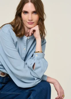 Blouse en tencel | bleu clair "evi tencel blouse - cloud blue"