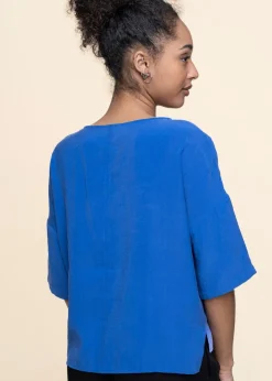 Blouse en tencel | bleu 