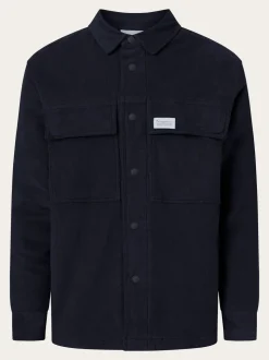 Blouson velours en coton bio et matière recyclée | marine "corduroy overshirt night sky"